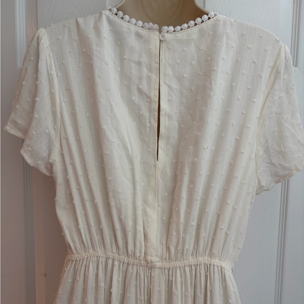 Aakaa NWT Womens Large Ivory Swiss Dot Lace Boho Cottagecore Maxi Dress - Picture 5 of 12